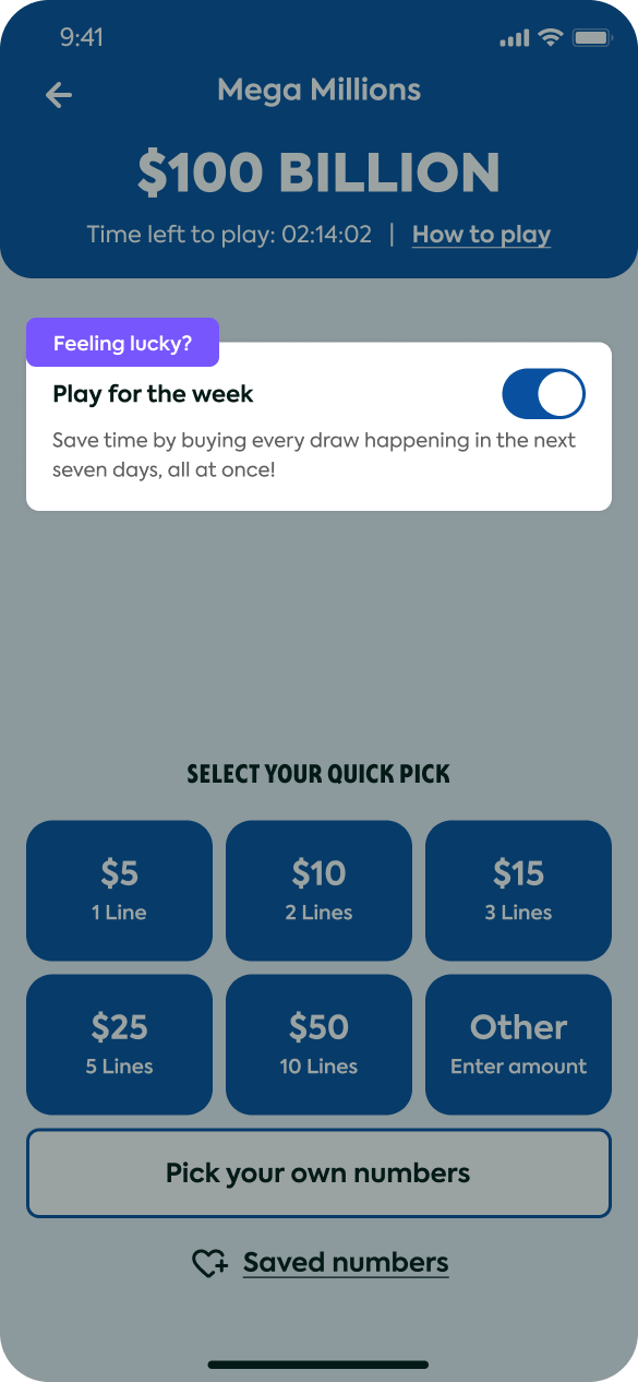 V3 Play for the week · toggle enabled with multi-draw flow